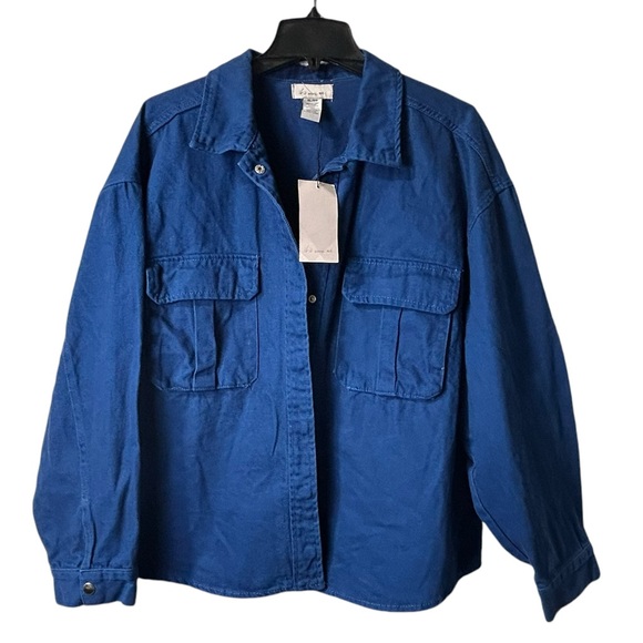 IF IT WERE ME snap front oversized trucker layering utility jacket coat NWT - Picture 2 of 8